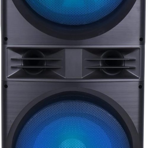 6000W Peak Power Dual 12" Woofers Bluetooth Party Speaker with  Lighting, Mic & Guitar Inputs,  Radio, for Home Karaoke, BBQs, College Events