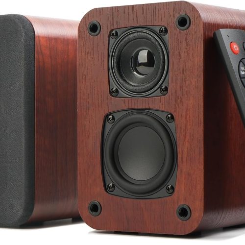 Powered Bluetooth Bookshelf Speakers, 40W Record Player Speakers with 2.75 Inch Woofer, Stereo Speakers with Optical/AUX/TV-ARC Connection for Turntable, No Receiver or Amplifier Required.