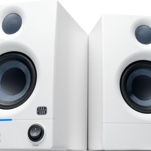 Bluetooth Studio Monitors (White),  Powered, Active Monitor Speakers for Desktop, Turntable, Record Player, Bookshelf,  Speakers