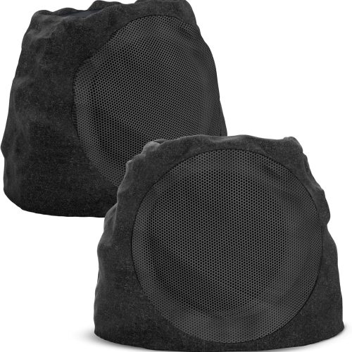Outdoor Speakers Bluetooth Waterproof Patio Rock Speakers Outdoor Wireless,Solar-Powered,Weatherproof Design Ideal for Patio,Pool, Garden, Deck and Other Activities (Black, 2 Pack)