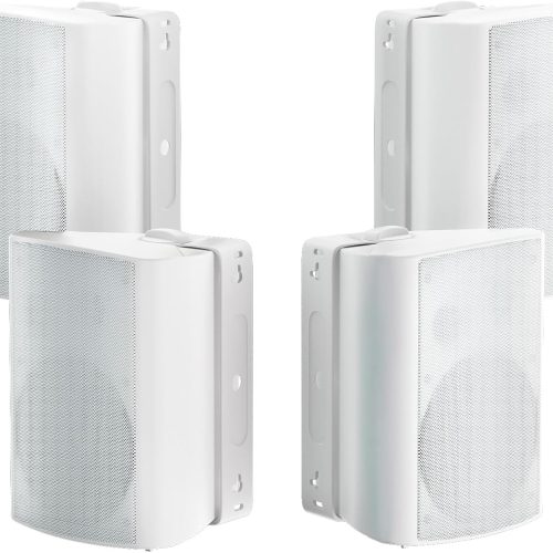 800W 6.5 Inch Outdoor Speakers Bluetooth Waterproof Wired with Superior Amplifier, Wall Mounted Sound System, Enhanced Bass & Durable, Mountable Swivel Brackets, for Patio Home (2 Pairs, White)