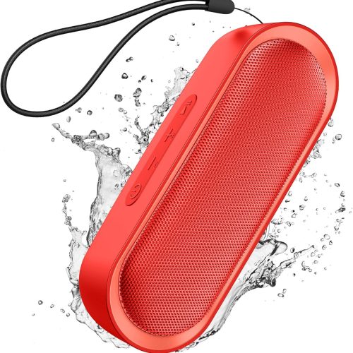 Bluetooth Speakers, Waterproof Portable Speakers with TWS, 24 Playtime, Stereo Sound, Wireless for Home Shower Pool Beach Outdoor (Red)
