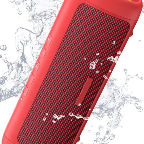 Bluetooth Speaker Gifts for Men: Portable Wireless, IPX5 Waterproof, White Elephant Gifts for Adults, Stocking Stuffers for Teens Boy Girl, Up to 20H Playtime, TWS Pair, for Home/Party/Outdoor (Red)