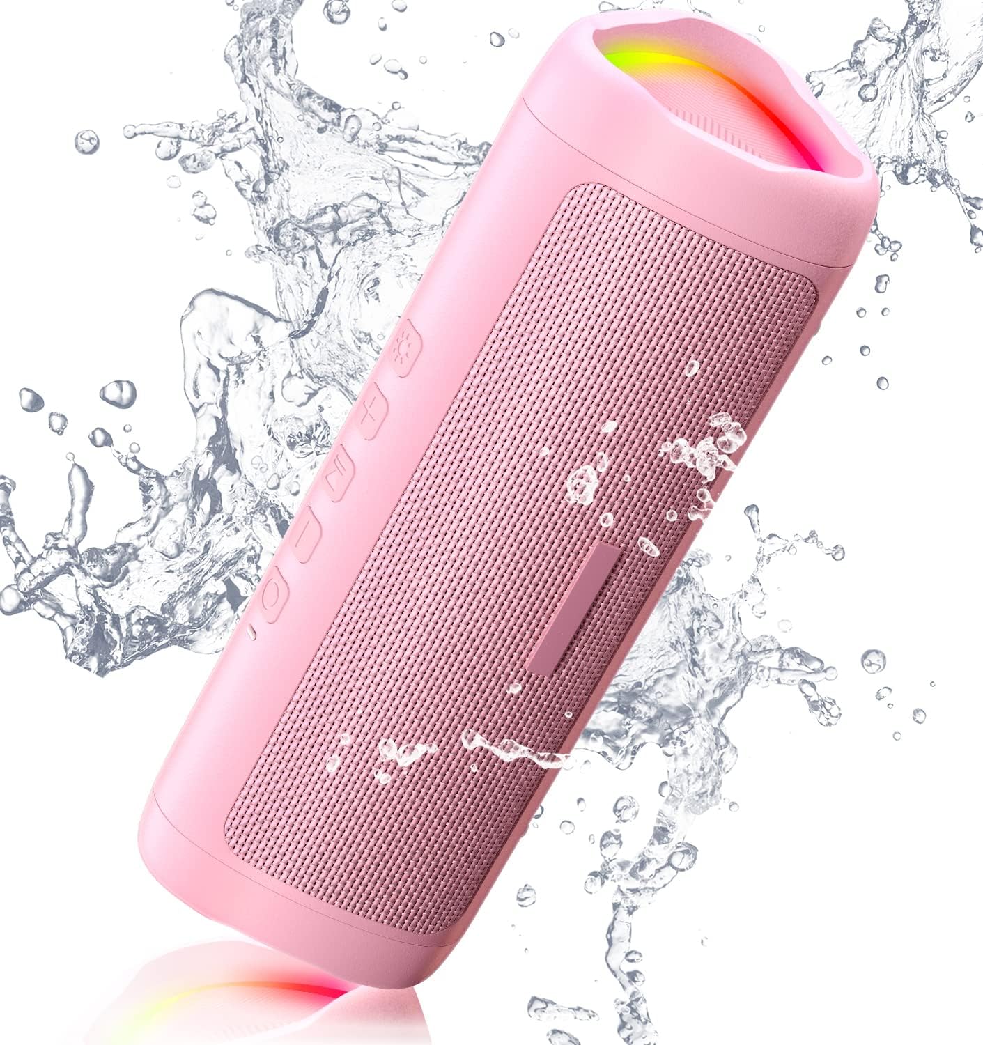 Bluetooth Speaker, IPX5 Waterproof Speaker with HD Sound, Up to 20H Playtime, Pairing, BT5.3, Portable Wireless Speakers for Home/Party/Outdoor/Beach, Electronic Gadgets, Birthday Gift (Pink)